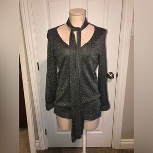 Gerard Darel Chic Metallic with Removable Neck Scarf Sweater